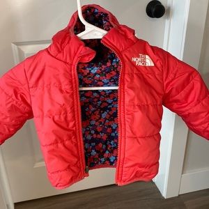 The North Face infant reversible Perrito jacket, Paradise pink and Floral